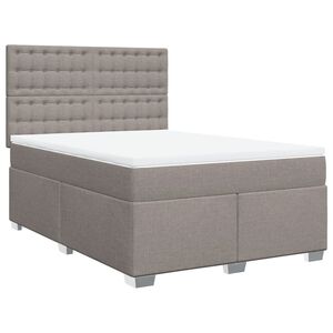 vidaXL Cama box spring con colch&oacute;n tela gris taupe 140x200 cm