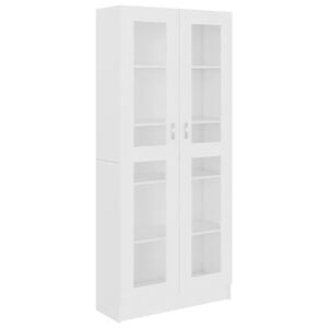 vidaXL Vitrina de madera contrachapada blanco 82,5x30,5x185 cm