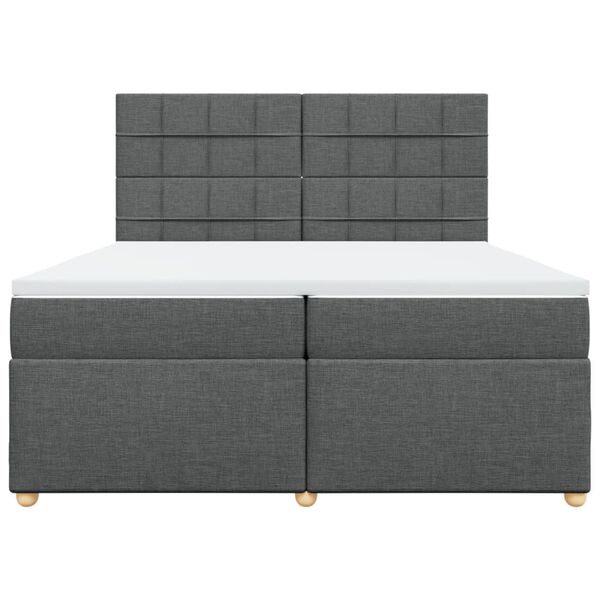 vidaXL Cama box spring con colch&oacute;n tela gris oscuro 200x200 cm