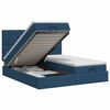 vidaXL Cama otomana con colch&oacute;n con cabecera 2 uds. Azul Tela