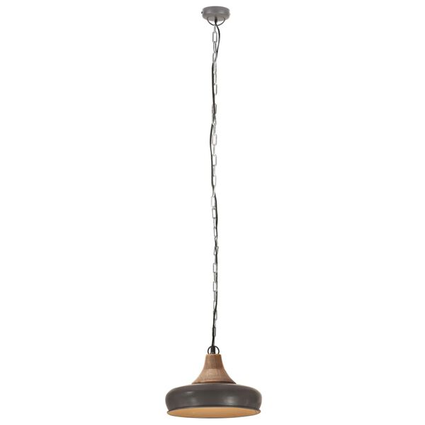 vidaXL L&aacute;mpara colgante industrial hierro gris y madera 26 cm E27