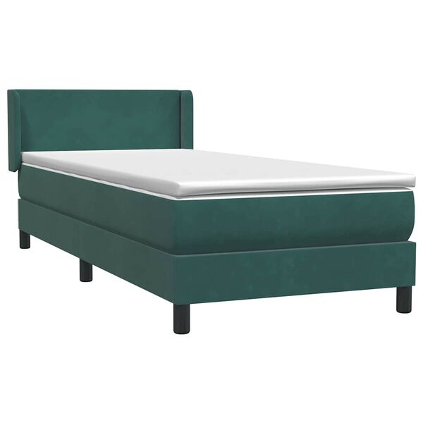 vidaXL Cama box spring con colch&oacute;n terciopelo verde oscuro 90x210 cm