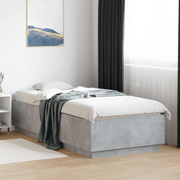 vidaXL Estructura de cama madera de ingenier&iacute;a gris hormig&oacute;n 100x200cm