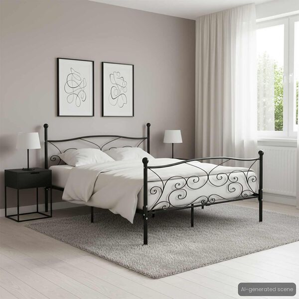 vidaXL Estructura cama con somier sin colchón metal negro 200x200 cm