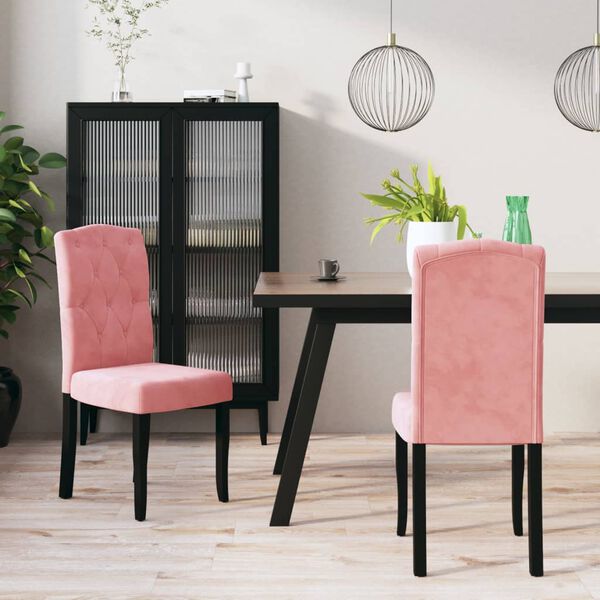 vidaXL Sillas de comedor 2 unidades de terciopelo rosa
