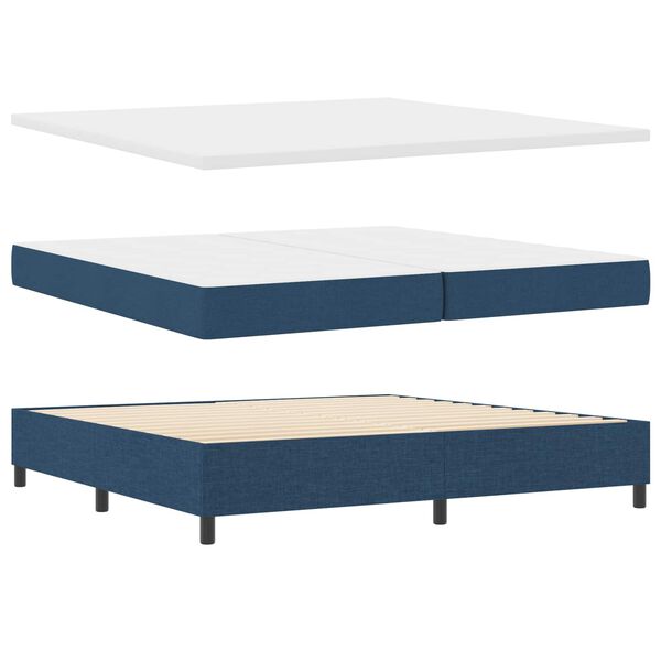 vidaXL Cama tipo Box Spring con colch&oacute;n Azul 200 x 200 cm tela