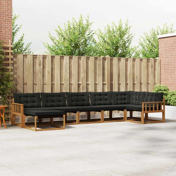 vidaXL Conjunto de sof&aacute;s de exterior con coj&iacute;n 21 pcs Natural y negro