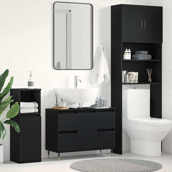 vidaXL Gabinete de Lavabo para Baño Roble Negro 80 x 33 x 60 cm