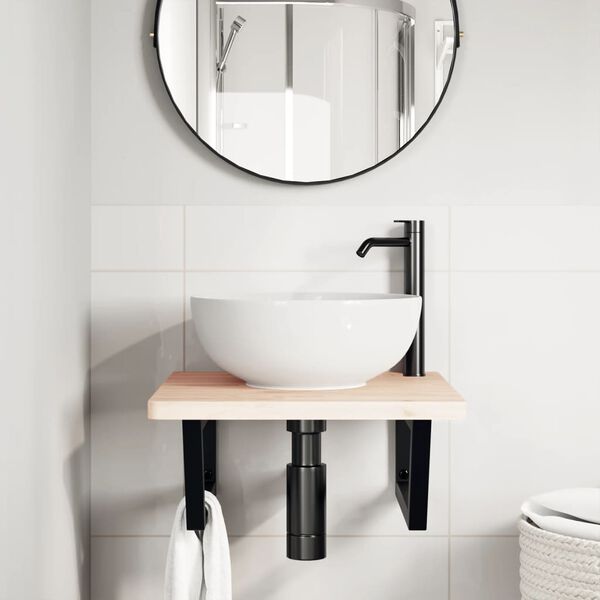 vidaXL Soportes estante de lavabo 2 unidades trapecio acero negro