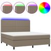 vidaXL Cama box spring colch&oacute;n y luces LED tela gris taupe 180x200 cm