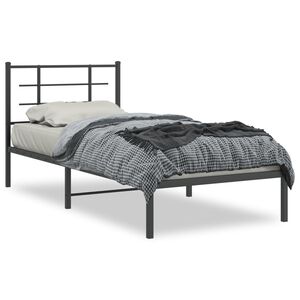 vidaXL Estructura cama sin colch&oacute;n con cabecero metal negro 90x190 cm