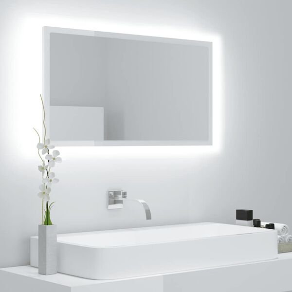 vidaXL Espejo de ba&ntilde;o acr&iacute;lico blanco brillo 80x8,5x37 cm