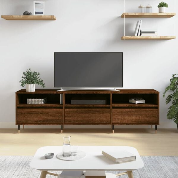 vidaXL Mueble de TV madera contrachapada roble marr&oacute;n 150x30x44,5 cm
