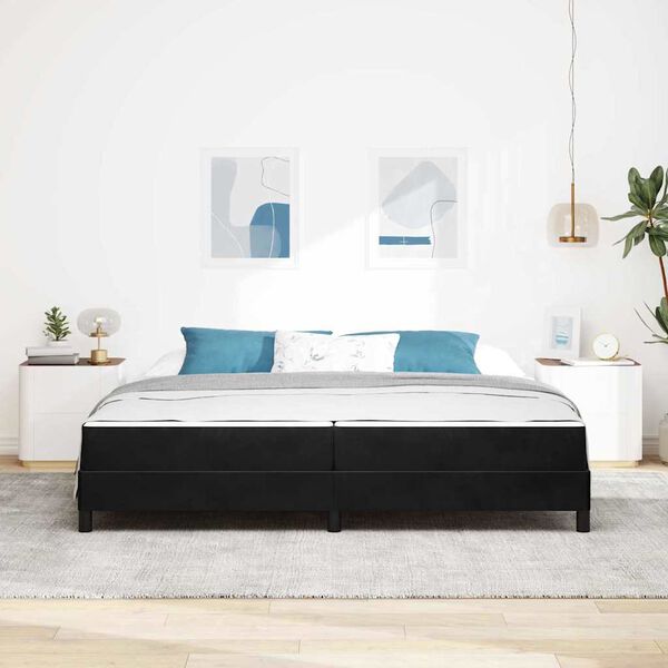 vidaXL Cama tipo Box Spring con colch&oacute;n Negro 200 x 200 cm tela