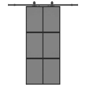 vidaXL Puerta corredera con herrajes negro 90x205 cm vidrio templado