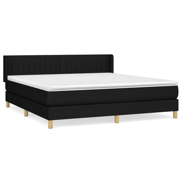 vidaXL Cama box spring con colch&oacute;n tela negro 160x200 cm