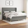 vidaXL Cama box spring con colch&oacute;n tela gris oscuro 180x200 cm