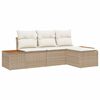 vidaXL Conjunto de sof&aacute; de jard&iacute;n 4 uds. Beige rat&aacute;n sint&eacute;tico