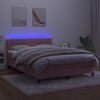 vidaXL Cama box spring colch&oacute;n y LED terciopelo rosa 140x200 cm