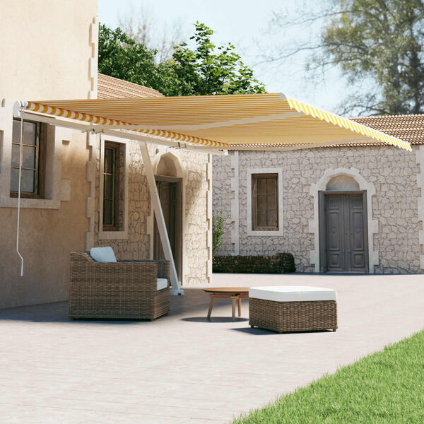 vidaXL Toldo de pie autom&aacute;tico amarillo y blanco 600x300 cm