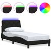 vidaXL Estructura de cama con LED sin colch&oacute;n tela negro 80x200 cm