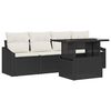 vidaXL Conjunto de sof&aacute; de jard&iacute;n 5 pcs Negro y crema rat&aacute;n sint&eacute;tico
