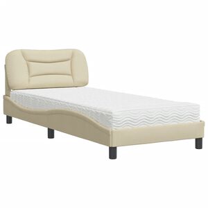 vidaXL Cama con colch&oacute;n Hvar tela color crema 90x190 cm
