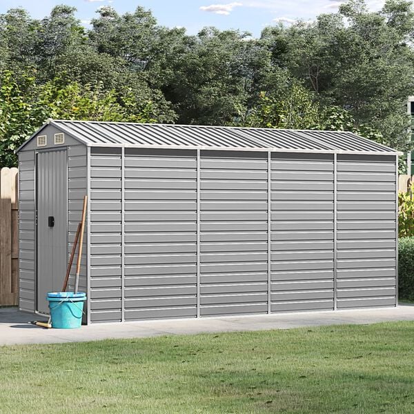 vidaXL Caseta de jard&iacute;n gris claro 191x385x198 cm acero galvanizado