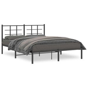 vidaXL Estructura cama sin colch&oacute;n con cabecero metal negro 160x200 cm