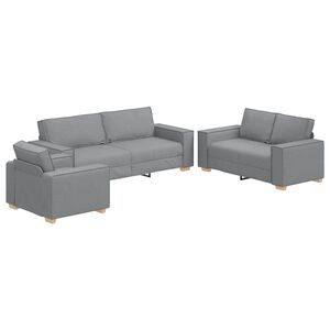 vidaXL Sof&aacute; 3 pcs Gris Claro 220 x 80 x 84 cm Tejido mezcla de lino