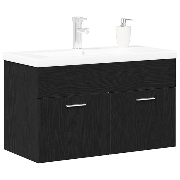 vidaXL Mueble de Cuarto de Ba&ntilde;o Roble Negro 80 x 38,5 x 46 cm