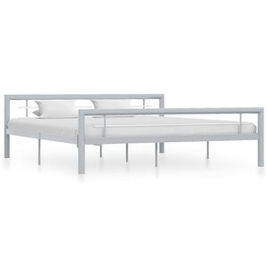 vidaXL Estructura de cama sin colchón metal gris y blanco 180x200 cm