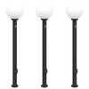 vidaXL Balizas de luz con sensor y tomacorriente 3 uds 120 cm negro