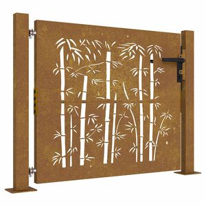 vidaXL Puerta de jard&iacute;n 100x100 cm de acero corten con dise&ntilde;o de bamb&uacute;