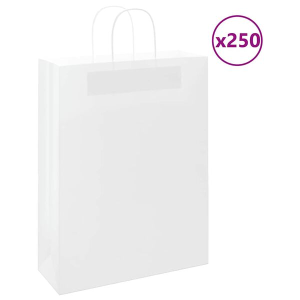 vidaXL Bolsas de papel con asas 250 uds blanca 32x12x42 cm