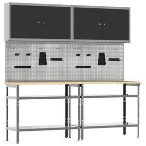 vidaXL Conjunto de banco de trabajo 8 uds. Negro y Gris