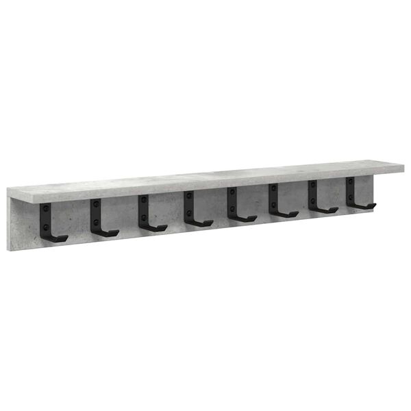 vidaXL Perchero de pared Gris Concreto 80 x 10,5 x 10,5 cm