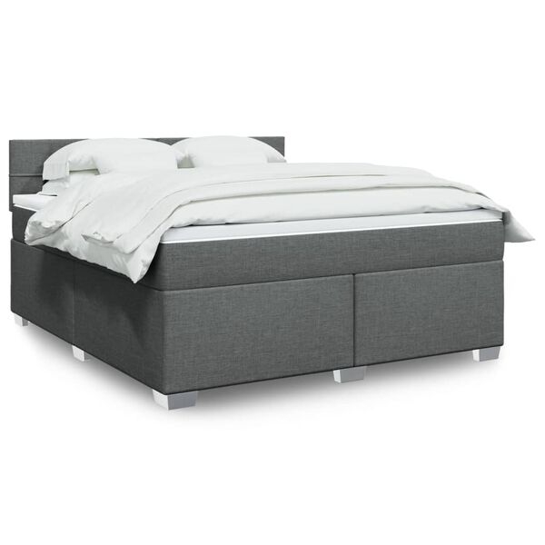 vidaXL Cama box spring con colchón tela gris oscuro 180x200 cm