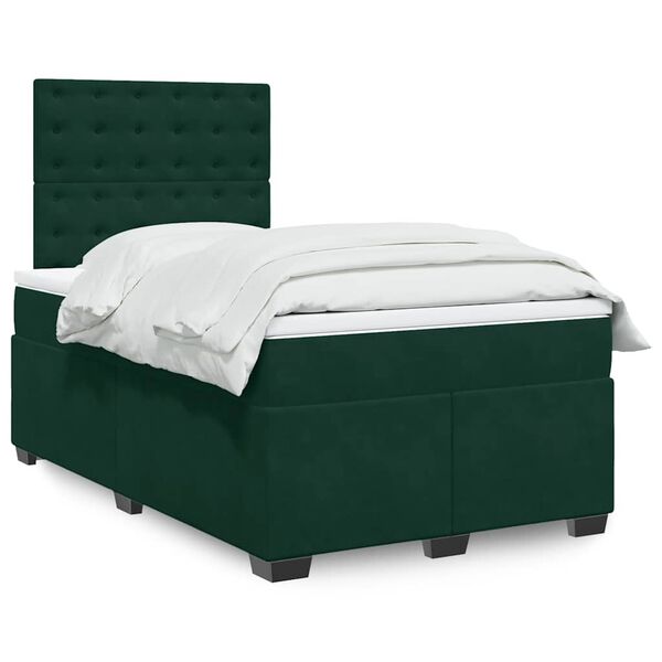 vidaXL Cama box spring con colch&oacute;n terciopelo verde oscuro 120x200 cm
