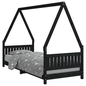 vidaXL Estructura de cama para ni&ntilde;os madera de pino negro 80x200 cm