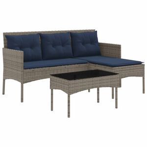vidaXL Conjunto de sof&aacute;s de jard&iacute;n con coj&iacute;n 2 pcs Gris y azul marino