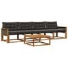 vidaXL Conjunto de sof&aacute;s de exterior con coj&iacute;n 5 pcs Natural y negro