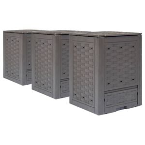 vidaXL Compostador de jard&iacute;n 3 uds pl&aacute;stico rat&aacute;n 60x60x83 cm 900 L