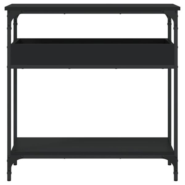 vidaXL Mesa consola con estante madera ingeniería negra 75x29x75 cm