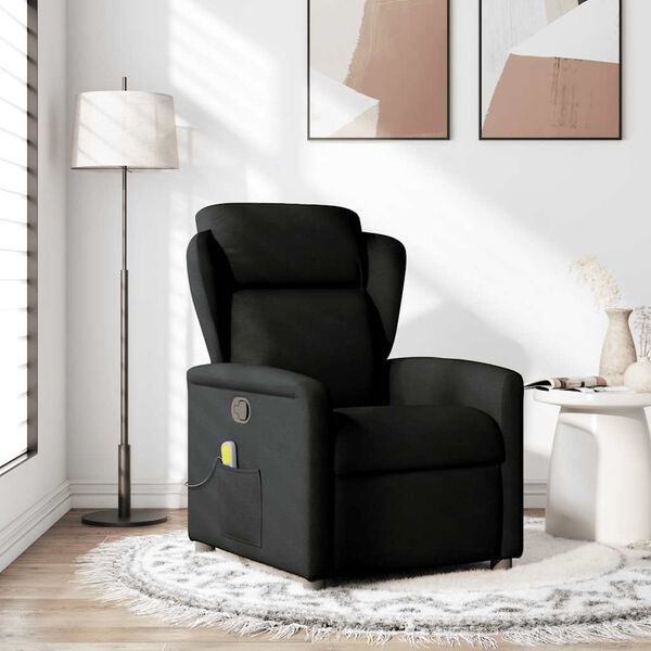 vidaXL Sill&oacute;n reclinable de masaje de tela negro