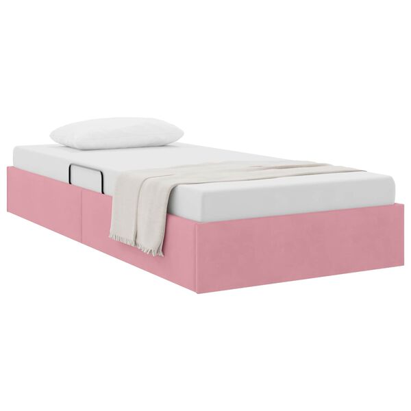 vidaXL Cama con almacenamiento Rosa 90 x 190 cm Terciopelo