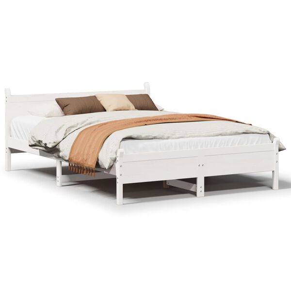 vidaXL Estructura de cama sin colch&oacute;n madera de pino blanca 140x190 cm