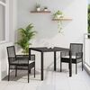 vidaXL Conjunto de Comedor de Jard&iacute;n 3 pcs Negro rat&aacute;n sint&eacute;tico