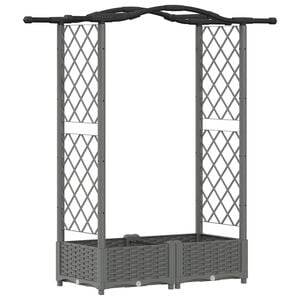 vidaXL Cama elevada con trellis y techo Gris Claro 124 x 40 x 123 cm