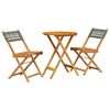 vidaXL Juego de bistro de 3 piezas rat&aacute;n PE y madera maciza gris
